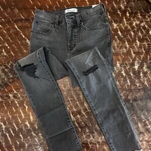 NWT Madewell 9" Mid-Rise Skinny Jeans Size 24 Gray Black Distressed Denim